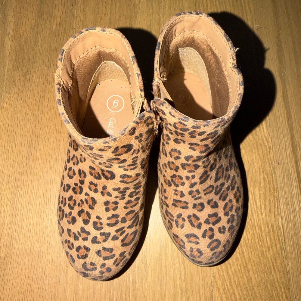 Cat & Jack Brown Leopard Kids Ankle Boot